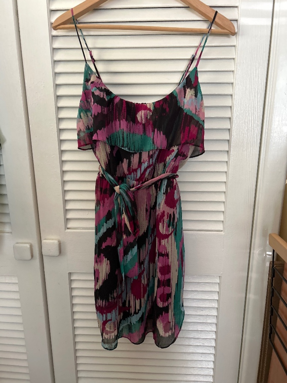 382 brand - Multi-colored abstract brushstroke print mini chiffon dress